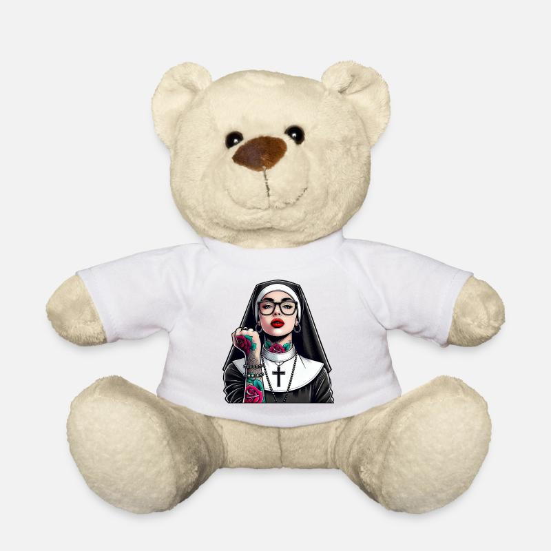 Nonne mit Tattoo - Teddy - Weiß