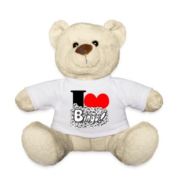 Bingo, Bingospiel, Glücksspiel, I Love (25) - Teddy - Weiß - Vorne