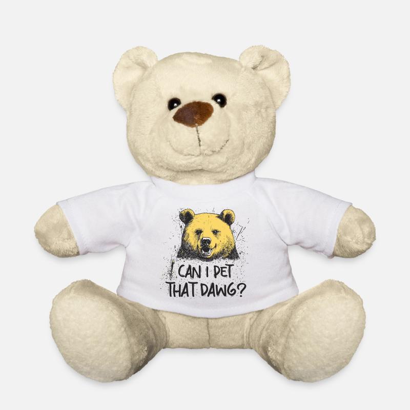 Can I Pet That Dog Bear Meme Funny Dog - Teddy Bear - white