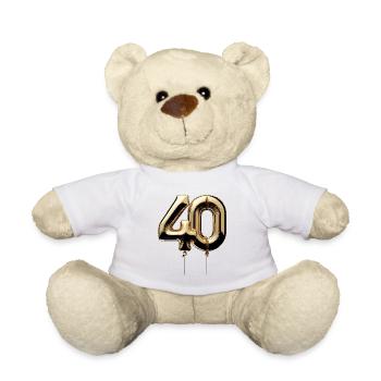 40 Years Gold Balloon Foil Balloon Gift - Teddy Bear - white - Front