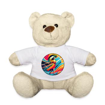 Farbenfrohe Frau mit Regenschirm - Teddy - Weiß - Vorne