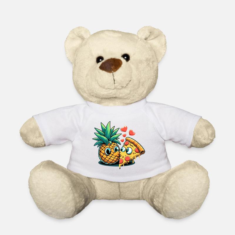 Pizza Hawaii Kuss Liebe Beziehung witzig Geschenk - Teddy - Weiß