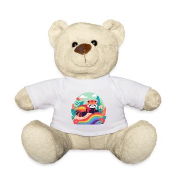 Rainbow Panda at Rest - Teddy Bear - white - Front
