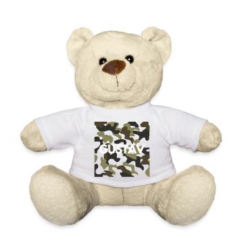 Gustav Name Hoodie Men Good Quality Camouflage - Teddy Bear - white - Front