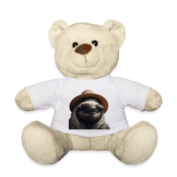 Faultier mit Hut und Sonnenbrille - Teddy - Weiß - Vorne