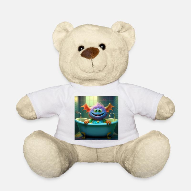 Kleines Monster badet - Teddy - Weiß