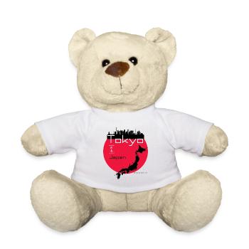 Tokyo Minimal: Rotes Tokio-Motiv - Teddy - Weiß - Vorne