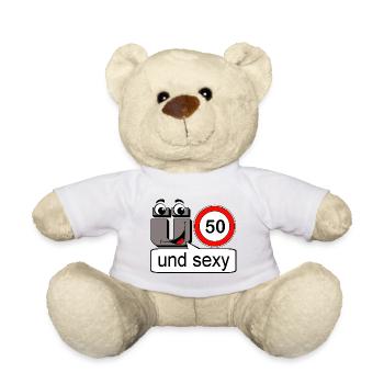 50. Geburtstag , Ü50 und sexy - Teddy - Weiß - Vorne