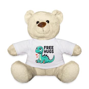 Apatosaurus Dino Baby Free Hugs Gift - Teddy Bear - white - Front