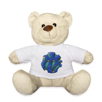 Abstraktes Muster des blauen Orbblatts - Teddy - Weiß - Vorne