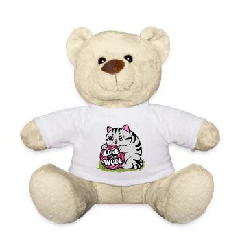Eine kleine Katze mit Wollknäuel - Teddy - Weiß - Vorne