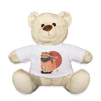Samurai-Katze mit Katana - Teddy - Weiß - Vorne