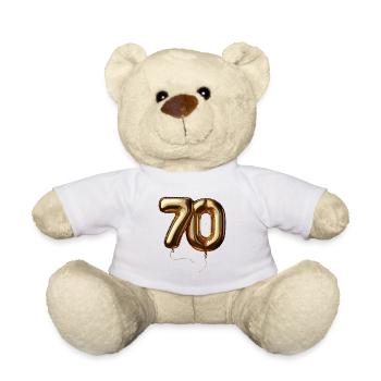 70 Years Gold Balloon Foil Balloon Gift - Teddy Bear - white - Front