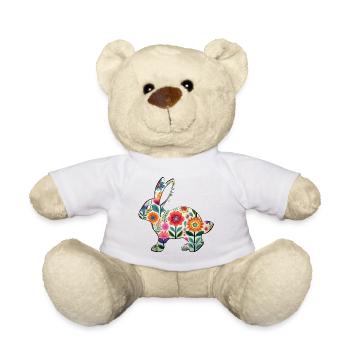 Florale Osterhasen-Silhouette - Boho Chic - Teddy - Weiß - Vorne
