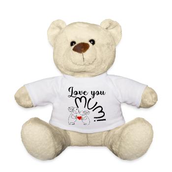 MOTHER'S DAY - LINE ART CHILD - MUM - Teddy Bear - white - Front
