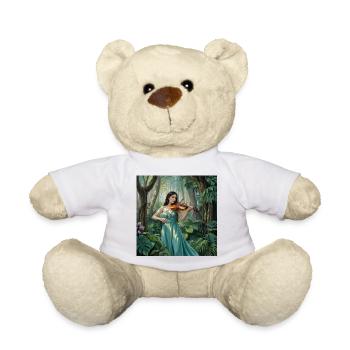 Un violoniste amoureux de la nature dans la forêt joue du violon - Nounours - blanc - Devant