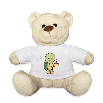 Schildkröte mit einer Tasse Kaffee (rechts) - Teddy - Weiß - Vorne