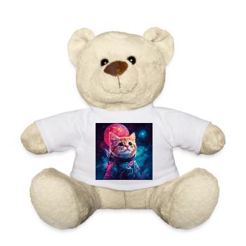 Cat astronaut pink space - Teddy Bear - white - Front