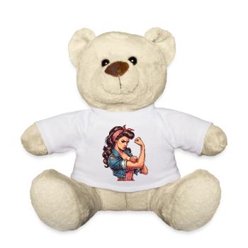 Starke Selbstbewusste Frau Rockabilly Geschenk - Teddy - Weiß - Vorne