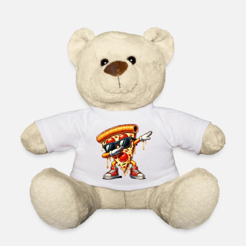 Cool Pizza Slice with Attitude - Teddy Bear - white