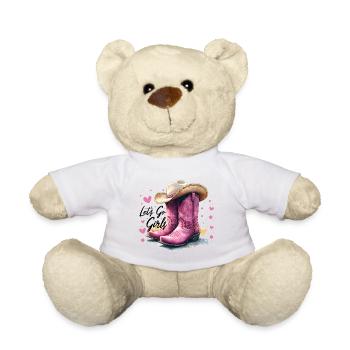 Lets Go Girls Western Pink Boots Women Gift - Teddy Bear - white - Front