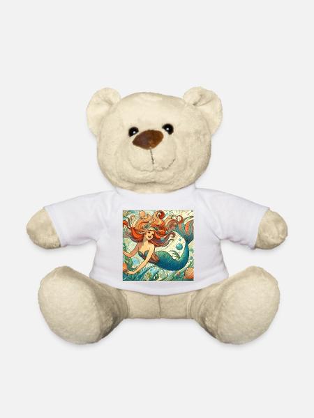Meerjungfrau Nixe roten Haare Art Nouveau Geschenk - Teddy - Weiß