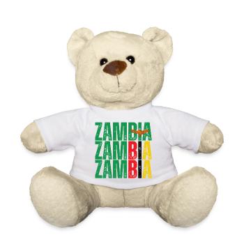 Sambische Flagge, ich liebe Sambia - Teddy - Weiß - Vorne