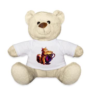 Katzen Design, Milch Tasse V1 - Teddy - Weiß - Vorne