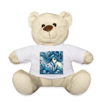 Sirène Sirène Cheveux Bleus Art Nouveau Cadeau - Nounours - blanc - Devant