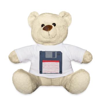Diskette Retro Vintage Old school 80er 90er - Teddy - Weiß - Vorne