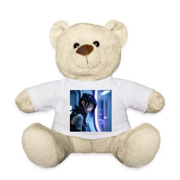 N-dless Nights: Cyberpunk girl after a mission - Teddy Bear - white - Front