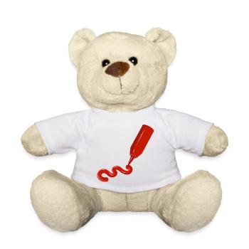 Ketchup-Flasche mit Schwung - witziges Food-Design - Teddy - Weiß - Vorne