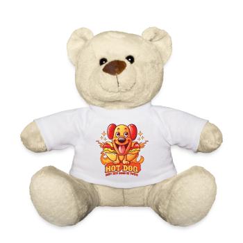Hot Dog, Dog, Sausage, Fast Food, Puns, Funny, Humor - Teddy Bear - white - Front