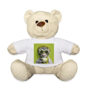 Singe élégant avec lunettes de soleil et tasse à café - Nounours - blanc - Devant