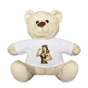 Strength Strong Woman Rockabilly Style Gold Gift - Teddy Bear - white - Front