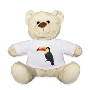Low Poly Toucan – Oiseau tropical géométrique - Nounours - blanc - Devant