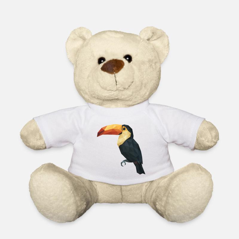 Low Poly Toucan – Geometric Tropical Bird - Teddy Bear - white