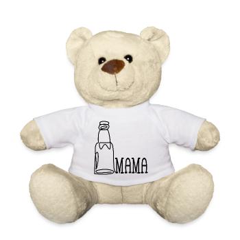 MAMA LINIENZEICHNUNG BIER TRINKEN - Teddy - Weiß - Vorne
