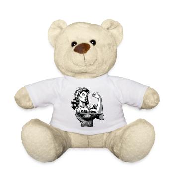Strong Woman GRL PWR Rockabilly Biceps Arm Gift - Teddy Bear - white - Front