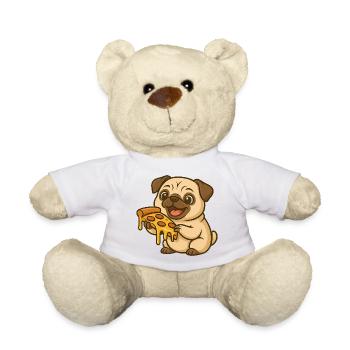 Süßer Mops Hund Cartoon Pizza Liebhaber - Teddy - Weiß - Vorne