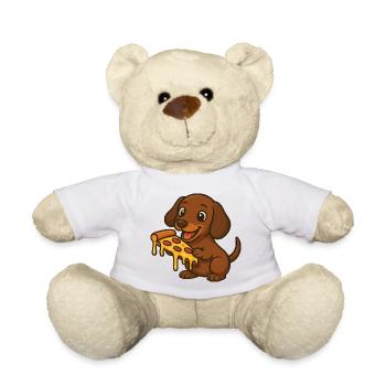 Süßer Dackel Cartoon Pizza Pizzaliebhaber Hund - Teddy - Weiß - Vorne