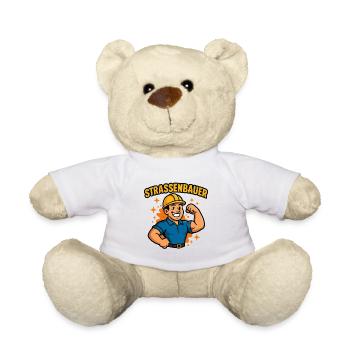 STRASSENBAUER -Das Shirt für echte Kerle mit Humor - Teddy - Weiß - Vorne