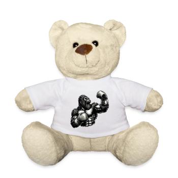 Gorilla Boxer Kämpfer Boxen brüllt Geschenk - Teddy - Weiß - Vorne