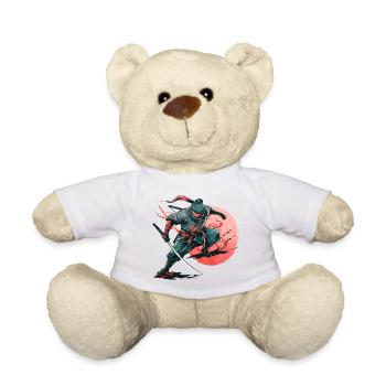 Ninja Kämpfer Krieger Shinobi Japan Schwert Katana - Teddy - Weiß - Vorne