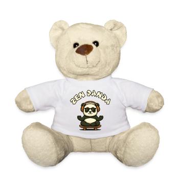 Zen Panda mit Skateboard und Kopfhörern - Teddy - Weiß - Vorne