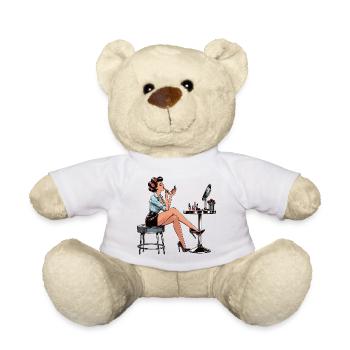 Frau Rockabilly Schminke schminken Retro Geschenk - Teddy - Weiß - Vorne