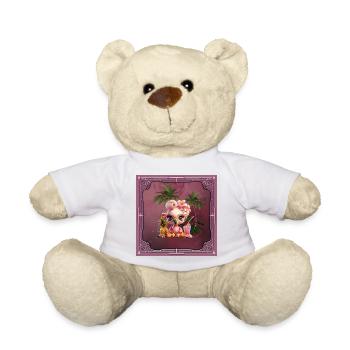 Paraíso Rosa, ein süßer Flamenco im Paradies - Teddy - Weiß - Vorne