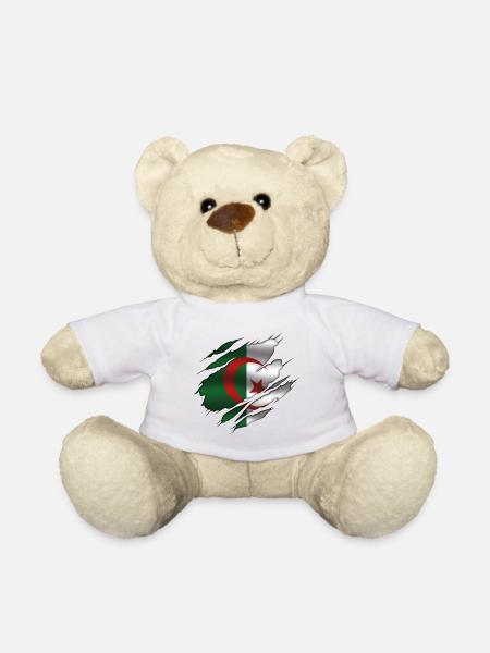 Drapeau de l’Algérie - Algérie - Drapeau déchiré - Nounours - blanc