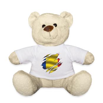 Romania Flag - Romania - Torn Flag - Teddy Bear - white - Front