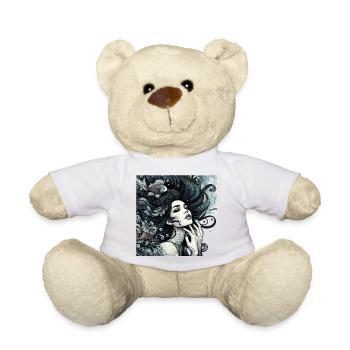 Meerjungfrau Nixe lange Haare Art Nouveau Geschenk - Teddy - Weiß - Vorne